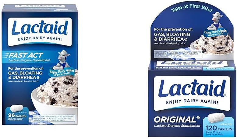 Lactaid Fast Act Lactose Intolerance Cardlets עם Lactase Enzyme & כוח מקורי Lactose Intolerance כרטיסי טיסה עם טבעי Lactase Enzyme