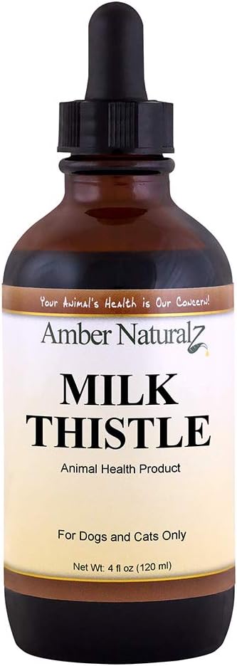 AMBER NATURALZ Milk Thistle Herbal תוסף לכלבים וחתולים - תומך בתפקוד Liver רגיל ו Detoxification | סיוע טבעי לתמיכה חיה ובריאות העור
