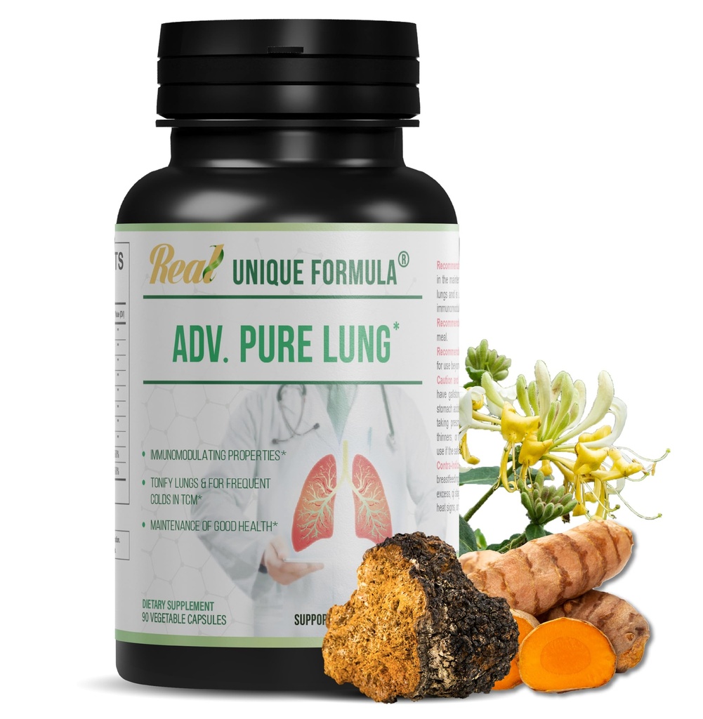 עו"ד טהור לונג | Lung Cleanse and Detox | Herbal Respiratory Supplement for Lung Support with Chaga Mushroom, Curcumin Turmeric, Honeysuckle Flower, Astragalus, Quercetin, Pomegranatenatenate.