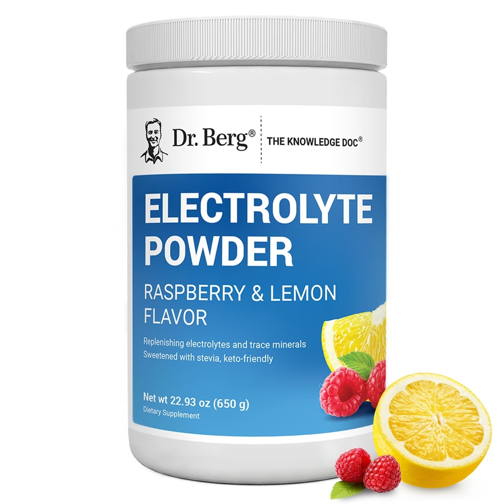 Dr. Berg Zero Sugar hydrotion Keto Electrolyte אבקה - משופרת w / 1000 מ"ג של Potassium & Real Pink ההימלאיה של מלח (NOT Table Salt) - Raspberry & Lemon Flavor hydrotion לשתות, 100 משרתים