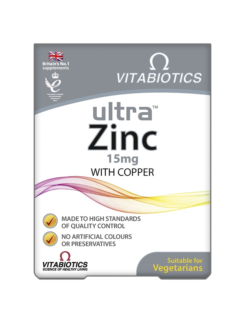 Vitabiotics אולטרה אבץ 15mg עם Copper 60 טבליות על ידי Ultra