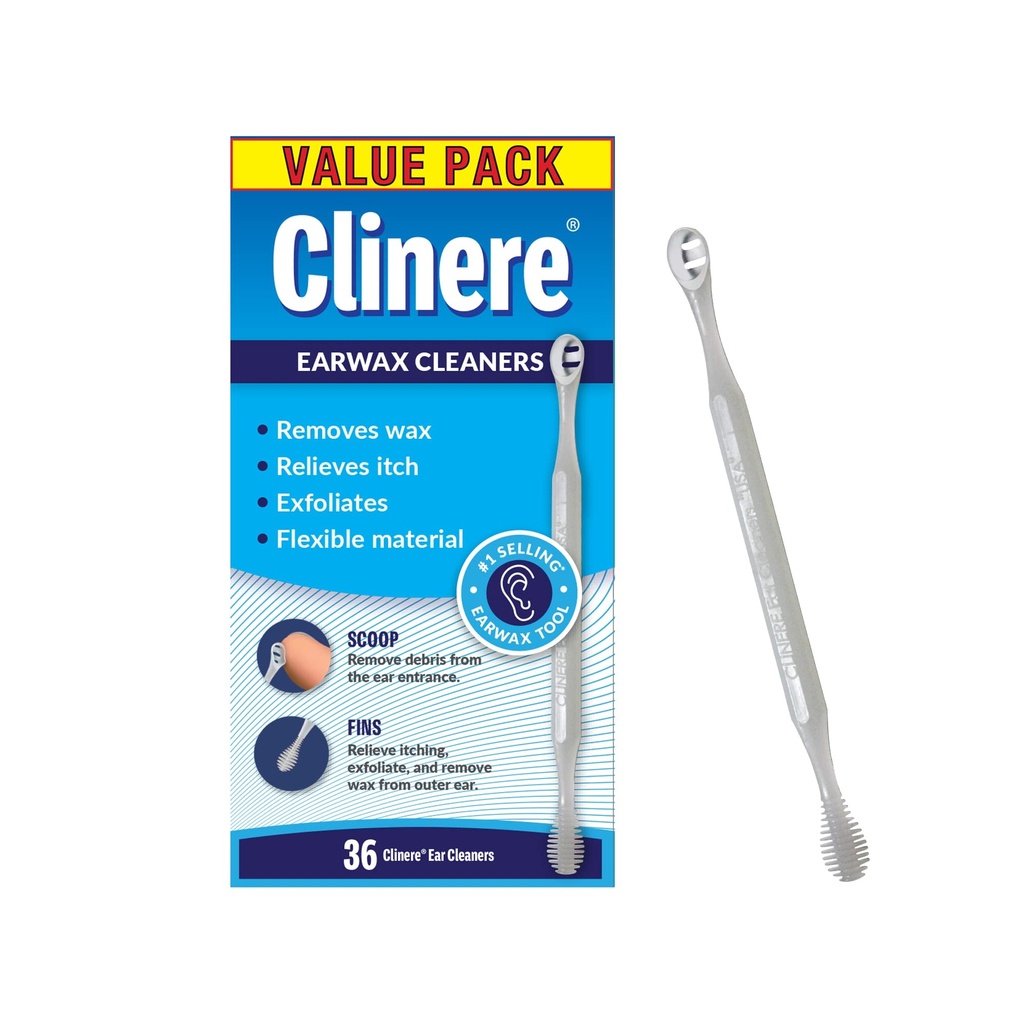 Clinere Ear ניקויers, Gentle Canal ניקוי ו- Ear Wax Removal Tool, Itch Relief, Exfoliates, 36 Count