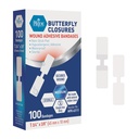MED PRIDE Butterfly Wound Closure Strips Pack של 100 Sterile nonstick Hypoallergenic להקות חינם עבור חתכים ופציעות (Medium)