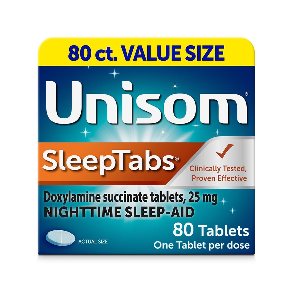 Unisom SleepTabs, Nighttime Sleep-aid, Doxylamine Succinate, 80 טבליות