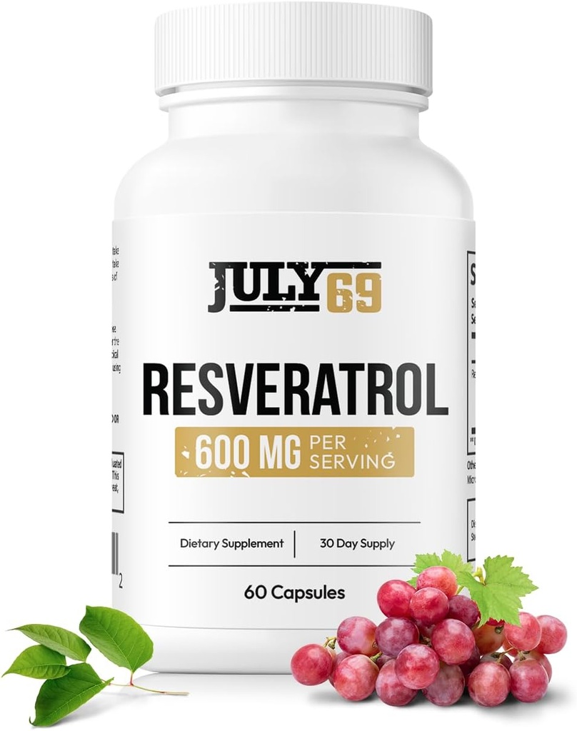 קפסולות Resveratrol 600 מ"ג עבור משרת, ציפוי תוספי תזונה נוזלי, 60 קפסולות בבקבוק אחד, המיוצר בארה"ב