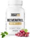 קפסולות Resveratrol 600 מ"ג עבור משרת, ציפוי תוספי תזונה נוזלי, 60 קפסולות בבקבוק אחד, המיוצר בארה"ב