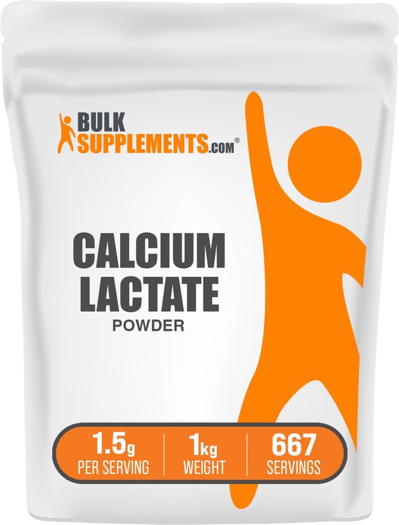 BulkSupplements.com Calcium Lactate אבקת - אבקת תוספי Calcium, מזון כיתה - Pure & Gluten חינם, 1.5g לכל משרת, 1kg (2.2 lbs) (Pack of 1)