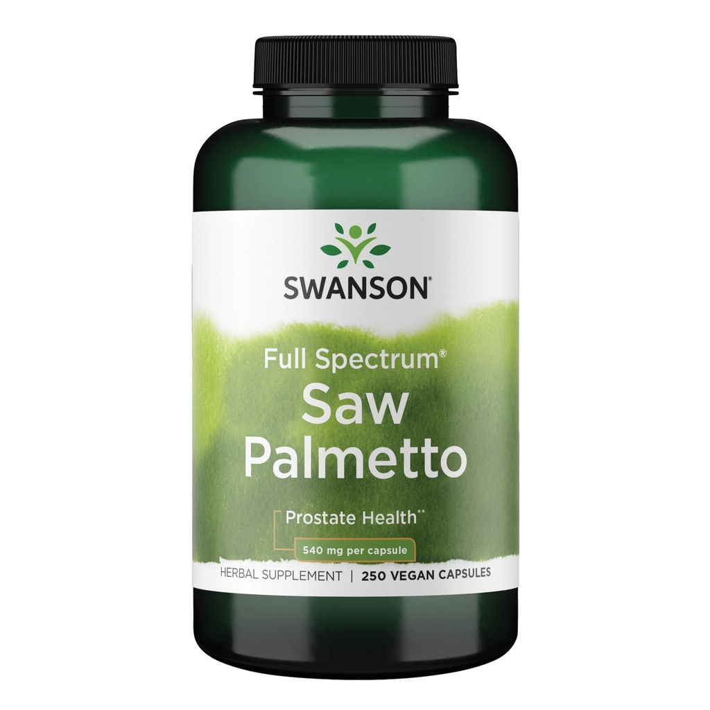 Swanson Saw Palmetto - תוספת צמחית לקידום תמיכה בריאות גברית - תוספת שיער טבעית ותמיכה בריאות וטרינרית (540 מ"ג 250 קפסולות)