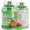 Super Greens Gummies, Greens Superfood אבקת אלטרנטיבי W/Spirulina, Chlorella, Prebiotic סיבים, Probiotic, פירות Veggie, Daily Greens ירקות for Digestive & Gut Health, Immunity, Focus, 60 Cts