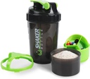 Shaker Bottle - חלבון Shaker Cup עם השוואת אחסון - Leak-הוכחה Workout Shake Bottles with Mixer for Smoothing Mixing 500ML/16oz (GREEN & BLACK)