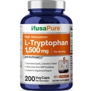 NusaPure L-Tryptophan 1500 מ"ג 200 Caps Vegetarian Caps (Non-GMO, טבעוני) Bioperine