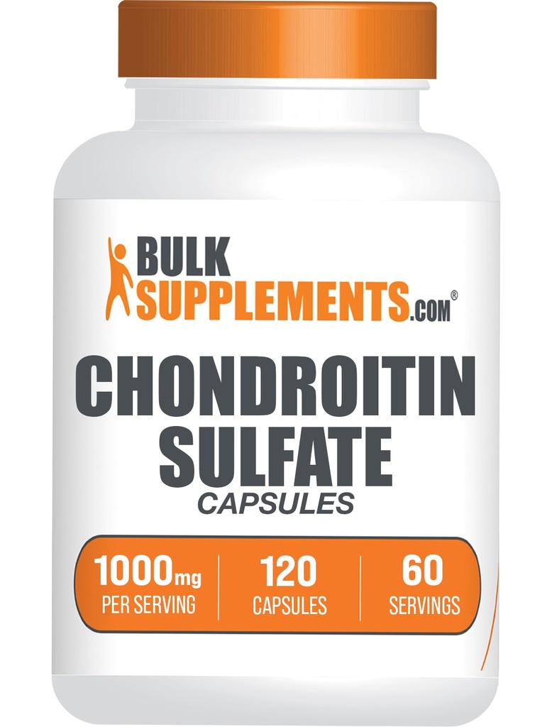 BulkSupplements.com Chondroitin Sulfate קפסולות - תוספי תזונה, Chondroitin Sulfate 1000 מ"ג - Gluten Free, 2 קפסולות לשרת, 120 הרוזן (Pack של 1)