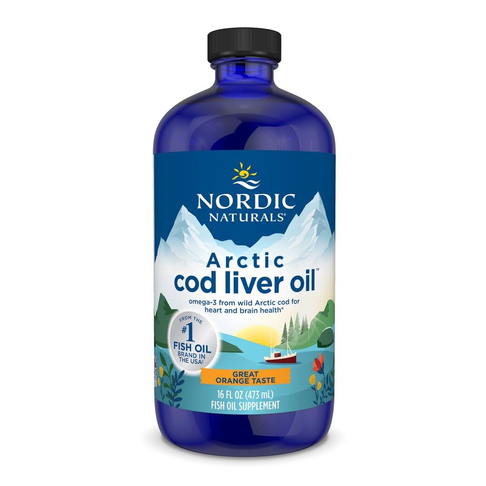 Nordic Naturals Arctic Cod Liver Oil, Orange - 16 oz - 1060 מ"ג אומגה 3 עם EPA & DHA - Heart & Brain Health, Immunity בריאות, כלל בריאות - Non-GMO - 96 משרתים