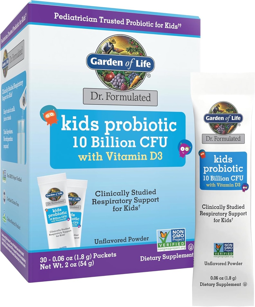 גן החיים ד"ר פורמולה 10 מיליארד CFU Probiotic Stick Pack עם D3 - תומך עצמות, שיניים ותפקוד Immune, אבקת Unflavored, 30ct Carton