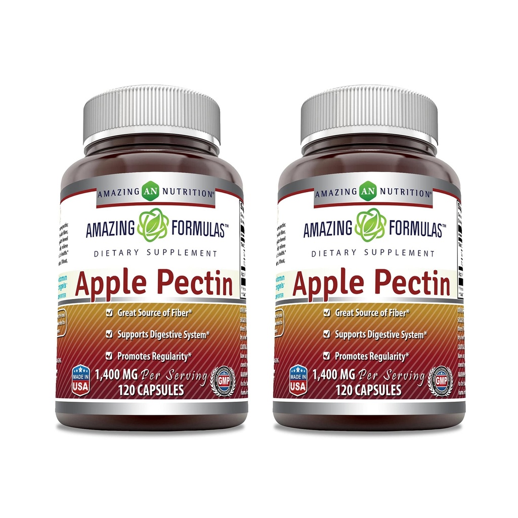 פורמולה מדהימה Apple Pectin 1400 מ"ג תוספת שירות | קפסולות | Non-GMO | Gluten Free | Made in USA (120 Count | 2 Pack)