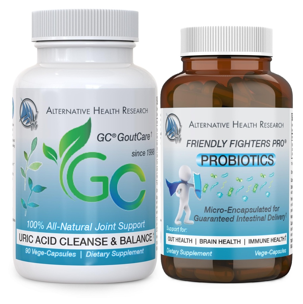 GC® GoutCare ו- Friendly Fighters® Probiotic: Uric Acid Cleansing Pack with Microencapsulated Probiotics
