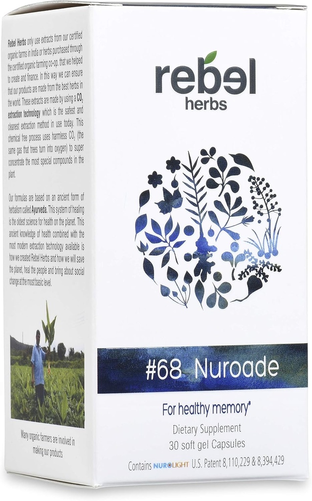 #68 Nuroade קפסולות המוח תוספי Nootropics Booster - Enhance Focus, Boost Concentration, שיפור זיכרון וקלרנס, שיפור המוח, IQ שיפור עם Bacopa ו Celastrus