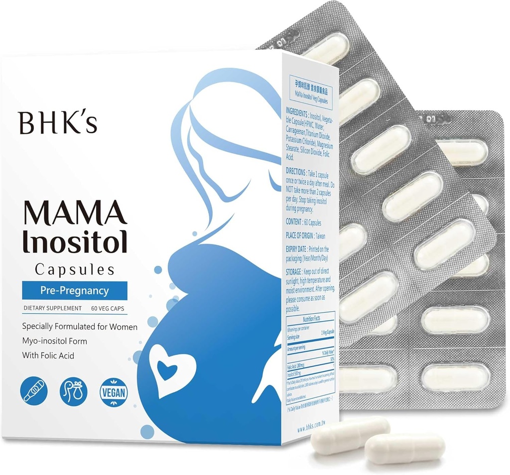 BHK's Pre-Pregnancy Fertility Supplement, Hormonal Balance & Healthy Ovarian פונקציונלי תמיכה לנשים, מחזורים קבועים עם Inositol, 60 קפסולות