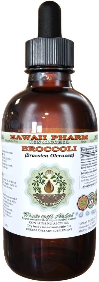 תמצית נוזלית ללא אלכוהול, ברוקולי אורגני (Brasica Oleracea) Seed Glycerite הוואי Pharm טבעי צמחי תוספת 2 oz