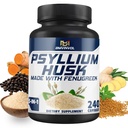 BMVINVOL Psyllium Husk כמוסות סיבים עם Fenugreek, Turmeric, ג'ינג'ר, Black Pepper - תמיכה במערכת העיכול, Intestinal Health - 240 הרוזן במשך 4 חודשים אספקת אספקה