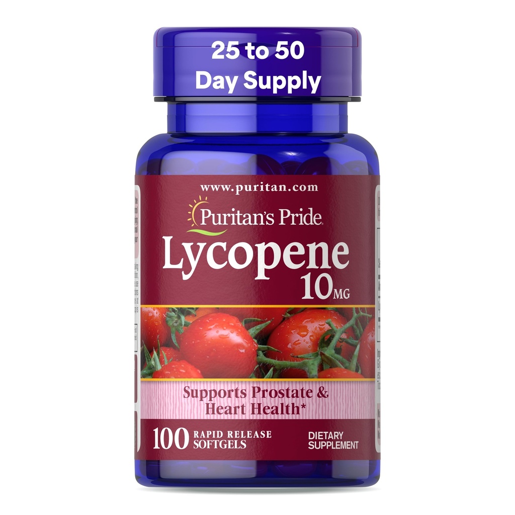 הגאווה של Puritan's Pride Premium Lycopene 10 מ"ג, תוספת תזונתית עבור Prostate, Antioxidant, Heart Health, ו- Total Health Support, 100 Softgels