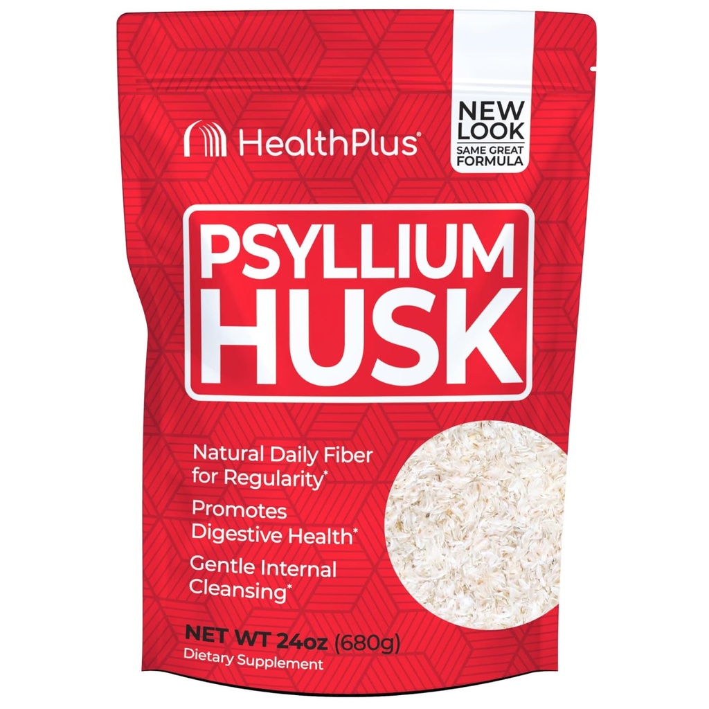 בריאות פלוס, Psyllium Husk, 24 oz, 96 משרתות - Natural Detox, Daily Dietaryfi Supplement, Constipation Relief, Gentle Gut ניקויse, Keto Baking