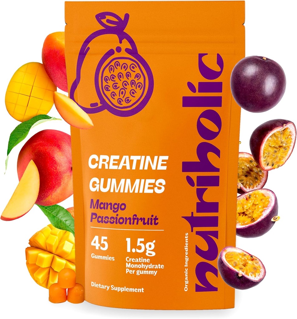 Creatine Monohydrate Gummies עבור גברים ונשים - Easy to Digest, טבעוני, Gluten-Free, non-GMO, 1.5g of Creatine per Gummy - 45ct (45 Count, Mo Passionפירות)