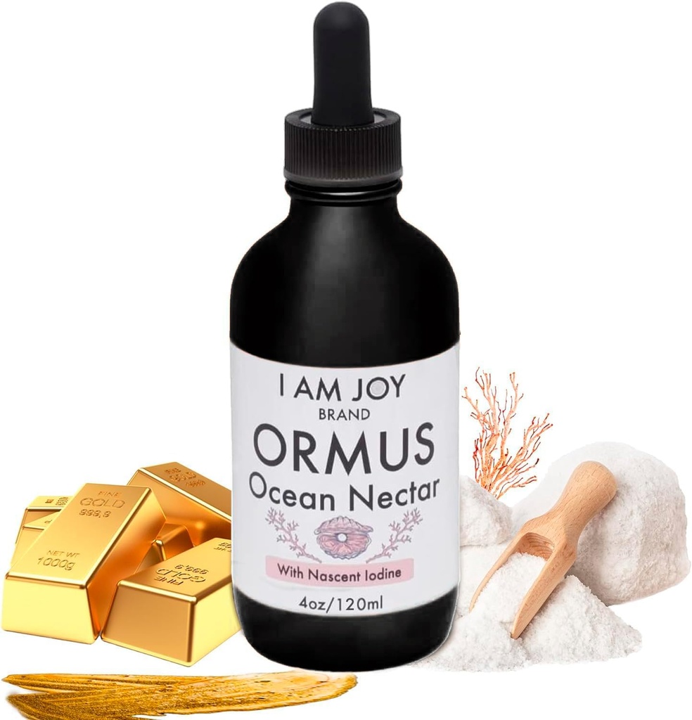 I Am Joy co. Ormus Ocean Nectar Monoatomic זהב עם Iodine תוכנן to Decalcify the Pineal Gland, תמיכה Thyroid ולהגדיל את הרגשות של ערנות, קללות של מחשבה ואנרגיה 4oz