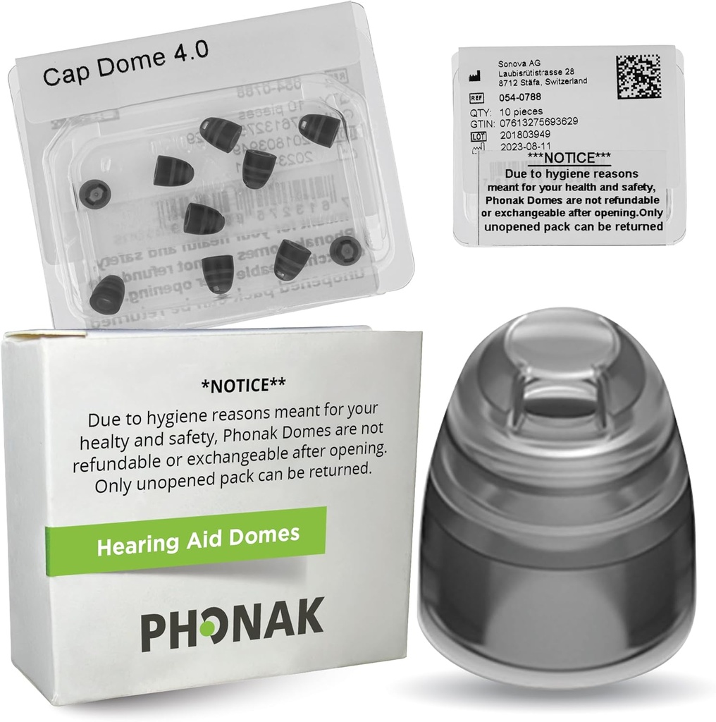 Phonak Cap 4.0 Dome X Small (0.18 אינץ '=4.5 מ"מ)-Genuine OEM שוויץ החלפת על ידי Sonova, שמיעה כיפתים עבור גודלי אוזניים Narrow מאוד - 1 Pack / 10 Domes Total