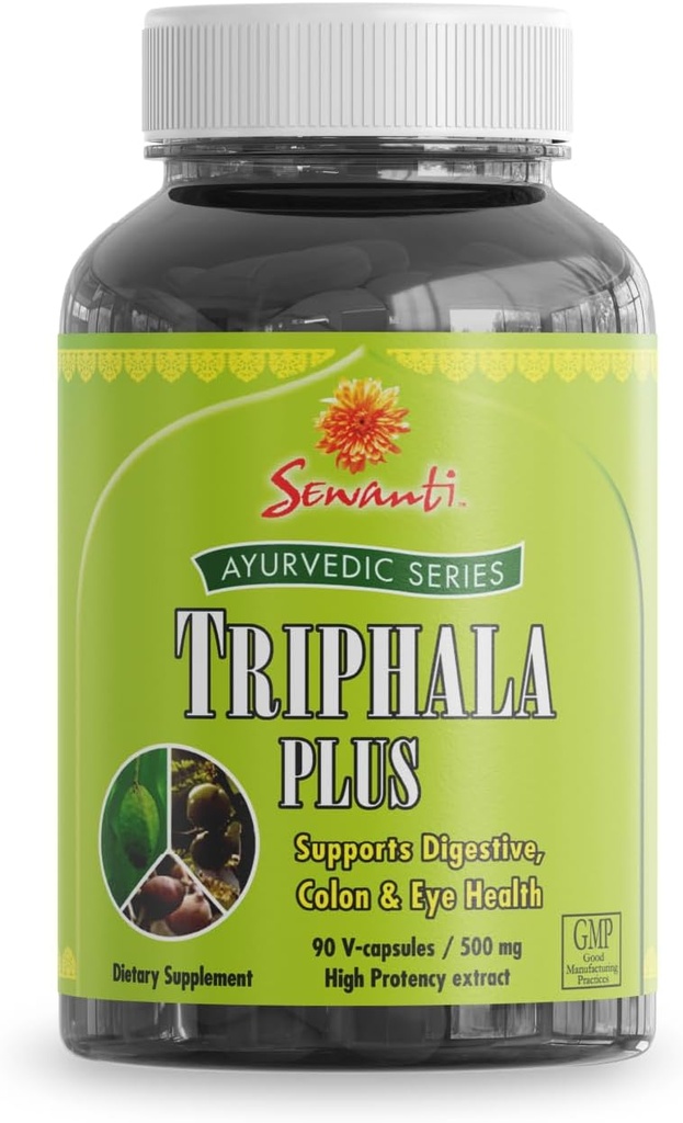 Sewanti Ayurvedic Triphala כמוסות - Herbal Formula for Digestive Health - Amla, Bibhitaki, Haritaki - 90 V-Capsules / 500 מ"ג