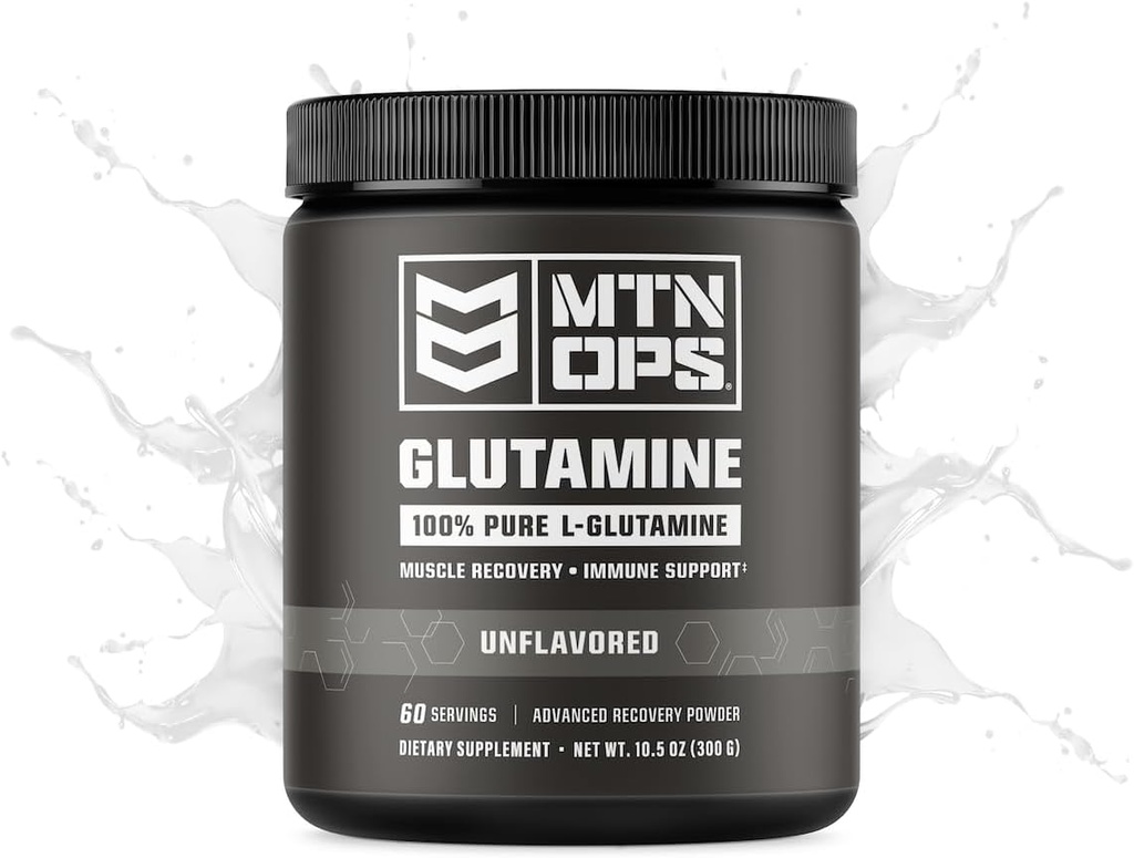 MTN OPS L-Glutamine אבקת 60 משרתים / 300g של 100% טהור L-Glutamine עבור שריר התאוששות, Unflavored + 5g לשרת