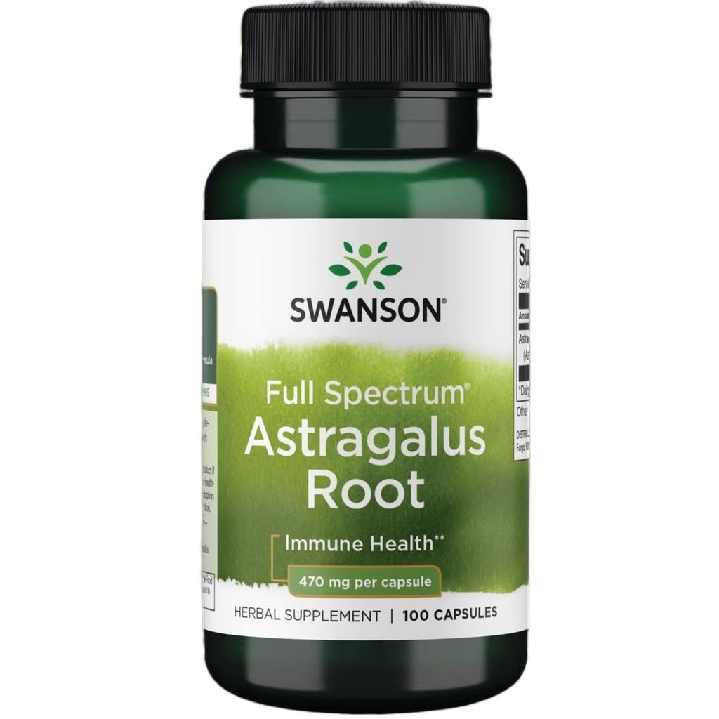 Swanson Astragalus Root - תוספת צמחית לקידום התמיכה במערכת החיסון - פורמולה טבעית תומכת בבריאות הלב והחיה - (100 קפסולות, 470 מ"ג כל אחד)