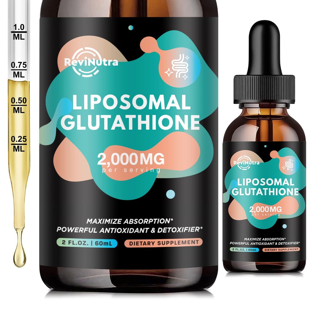 תוספי Glutathione - 2000mg Glutathione נוזל טיפות עם ויטמין C, Curcumin & Trans-Resveratrol - Powerful Antioxidant for Immune, Skin Health, Aging Defense & Liver Detox - 2 Fl Oz Oz Oz Oz