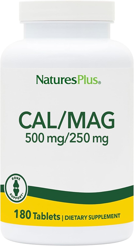 NaturesPlus Cal / Magic - 180 טבליות צמחוניות - 500 מ"ג Calcium, 250 מ"ג Magnesium - תומך ייצור אנרגיה ו- Total Well-Being - 180 משרתים
