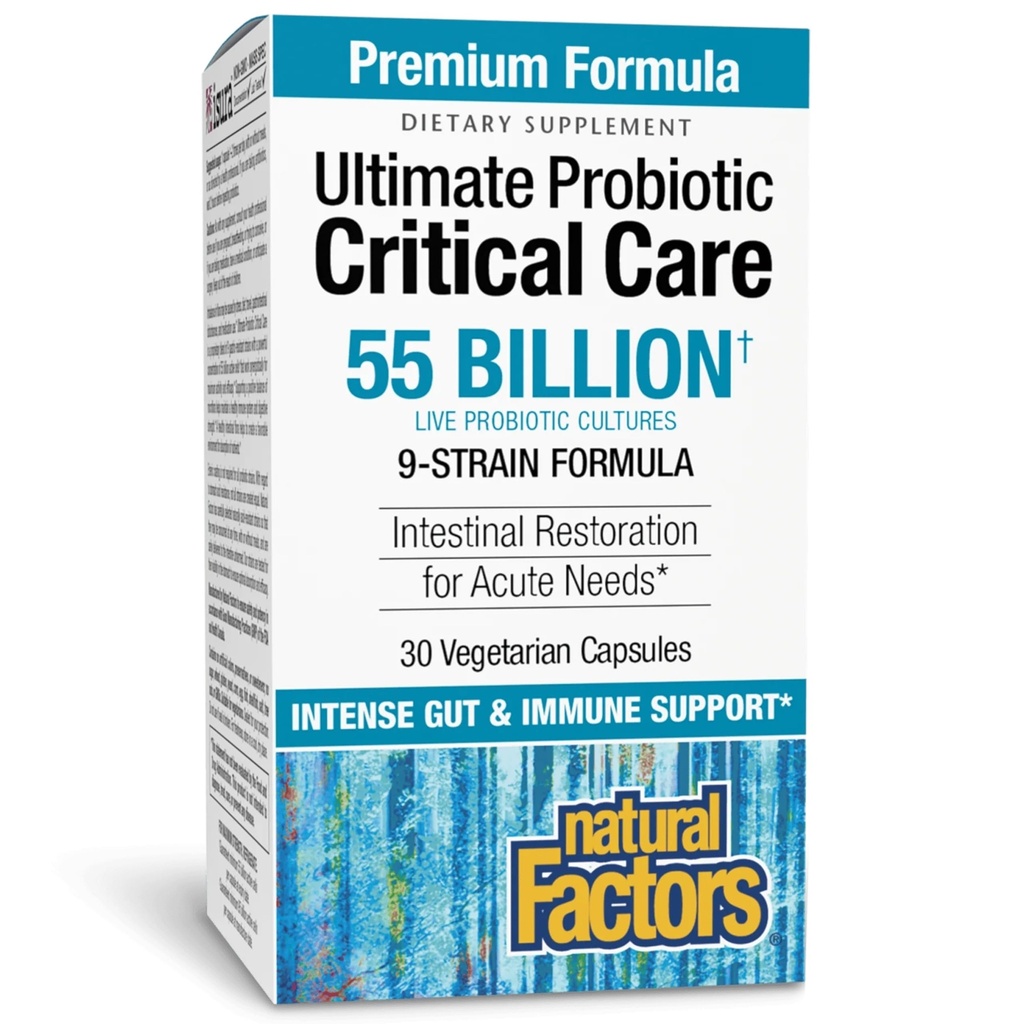 Natural Factors Ultimate Probiotic Critical Care, תומך בשיקום, 9 סטרינס, 55 מיליארד CFU