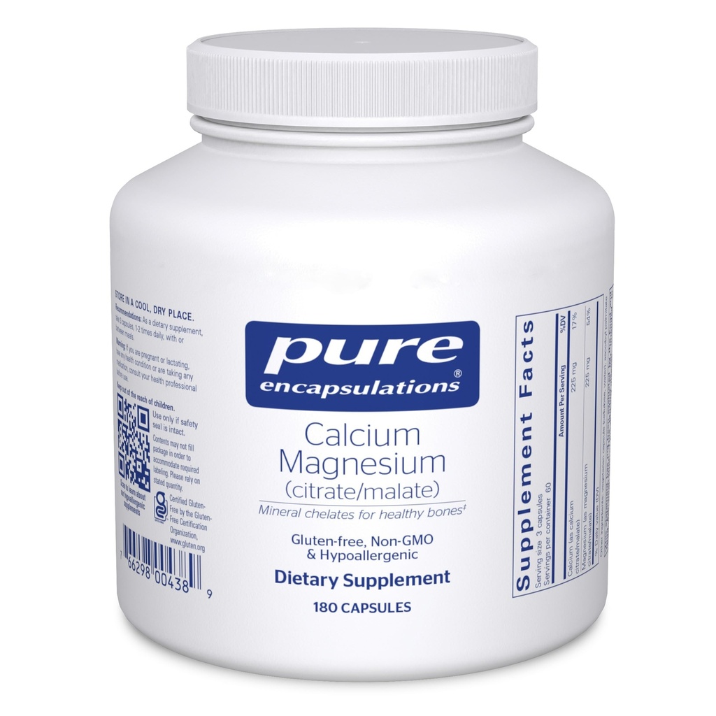 טהור Encapsulations Calcium Magnesium (Citrate / Malate) | תוספת לתמיכה בעצם ו- Cardiovascular Health *