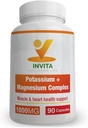 Invita Potassium Magnesium מורכב 1000 MG עבור תמיכה גופנית שרירים I (90 קפסולות) - High Absorption Potassium Aspartate עם Magnesium Aspartate Oxide Glycinate Gluconate & Citate
