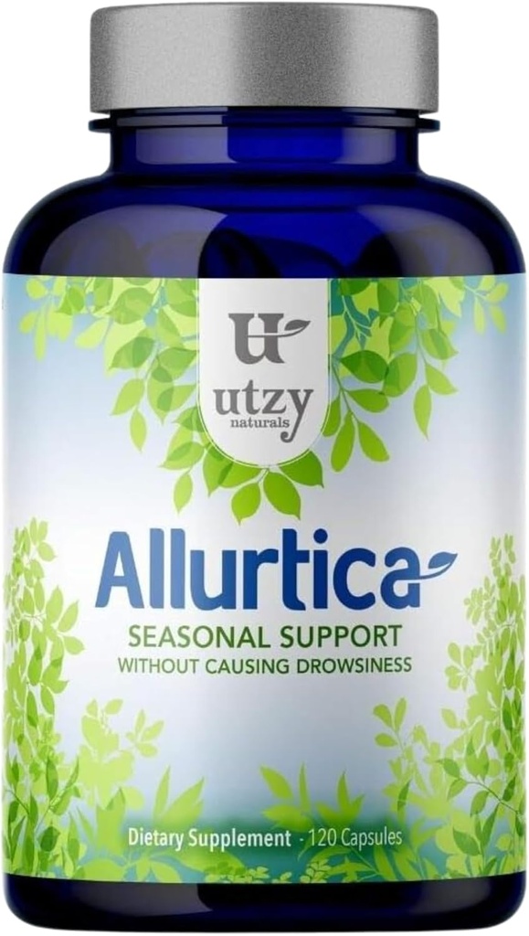 Utzy Naturals Allurtica | Herbal Supplement with Quercetin ו Sting Nettle | תמיכה עונתית למבוגרים ולילדים | Nonrowsy | 120 קפסולות