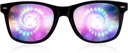 GloFX Black Frame Spiral Diffraction משקפיים - לייזר מצופה עבור אפקטים קלים Hypnotic Spiral Spiral, גמיש & Durable עבור Raes & פסטיבלים