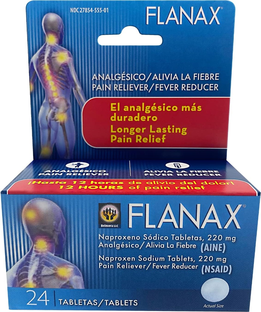 Flanax Pain Reliever ו Fever hydror Naproxen Sodium Tablets - 220 Mg (24 Count)