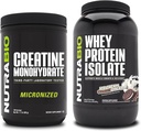 NutraBio Creatine Monohydrate, Unflavored, 500g ו Whey חלבון Isolate, Ice Cream Cookie חלום, תוספת Bundle - שריר אנרגיה, Lean Growth, התאוששות וכוח