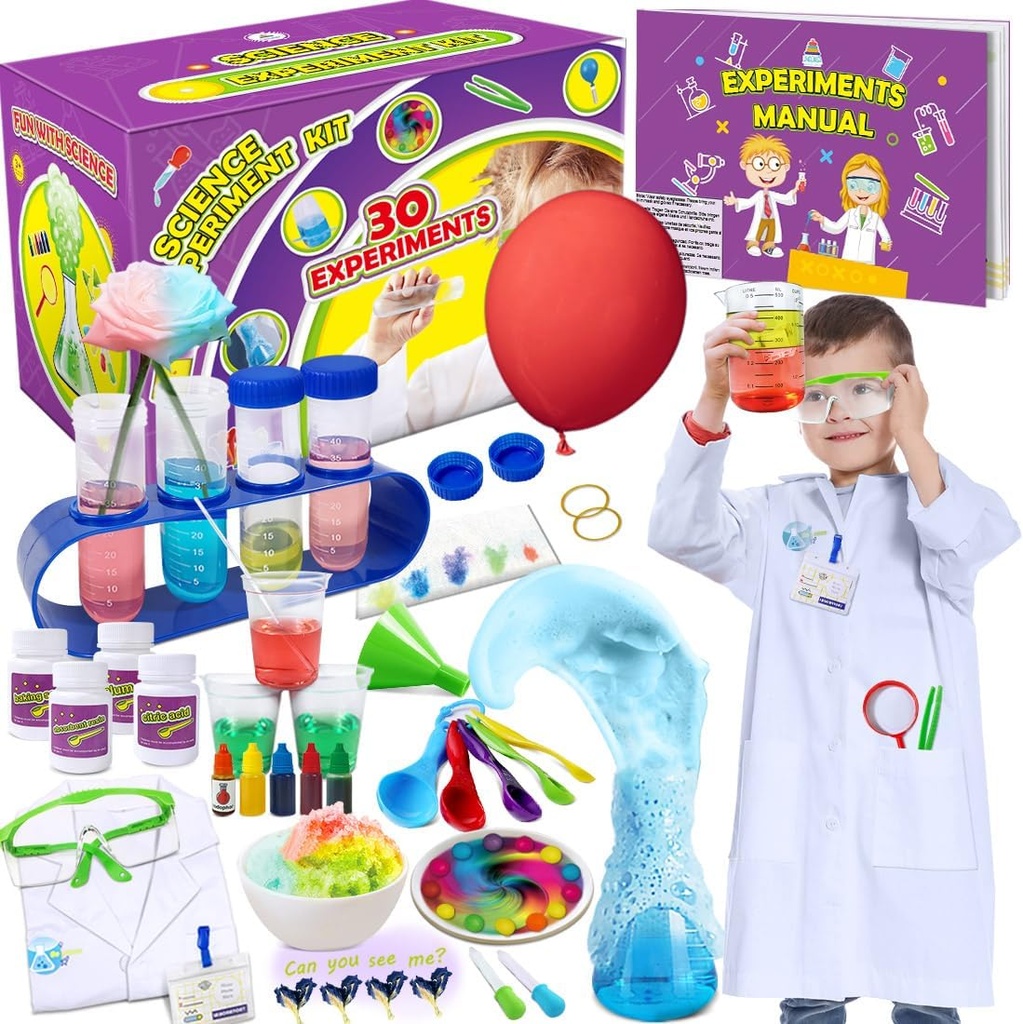 UNGLINGA 30 ניסויים מדע Kit לילדים עם Lab, כימיה להגדיר מתנות יום הולדת לילדים בנים, מדען תלבושות רול Play Tools חינוכי