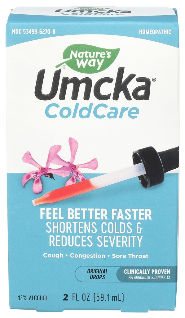 דרכו של הטבע Umcka ColdCare Homeopathic, Shortens Colds, Soreגרון, Cough ו-Comestion, Phenylephrine חינם, non-Drowsy, 2 Fl. Ozs. Drops. Drops.