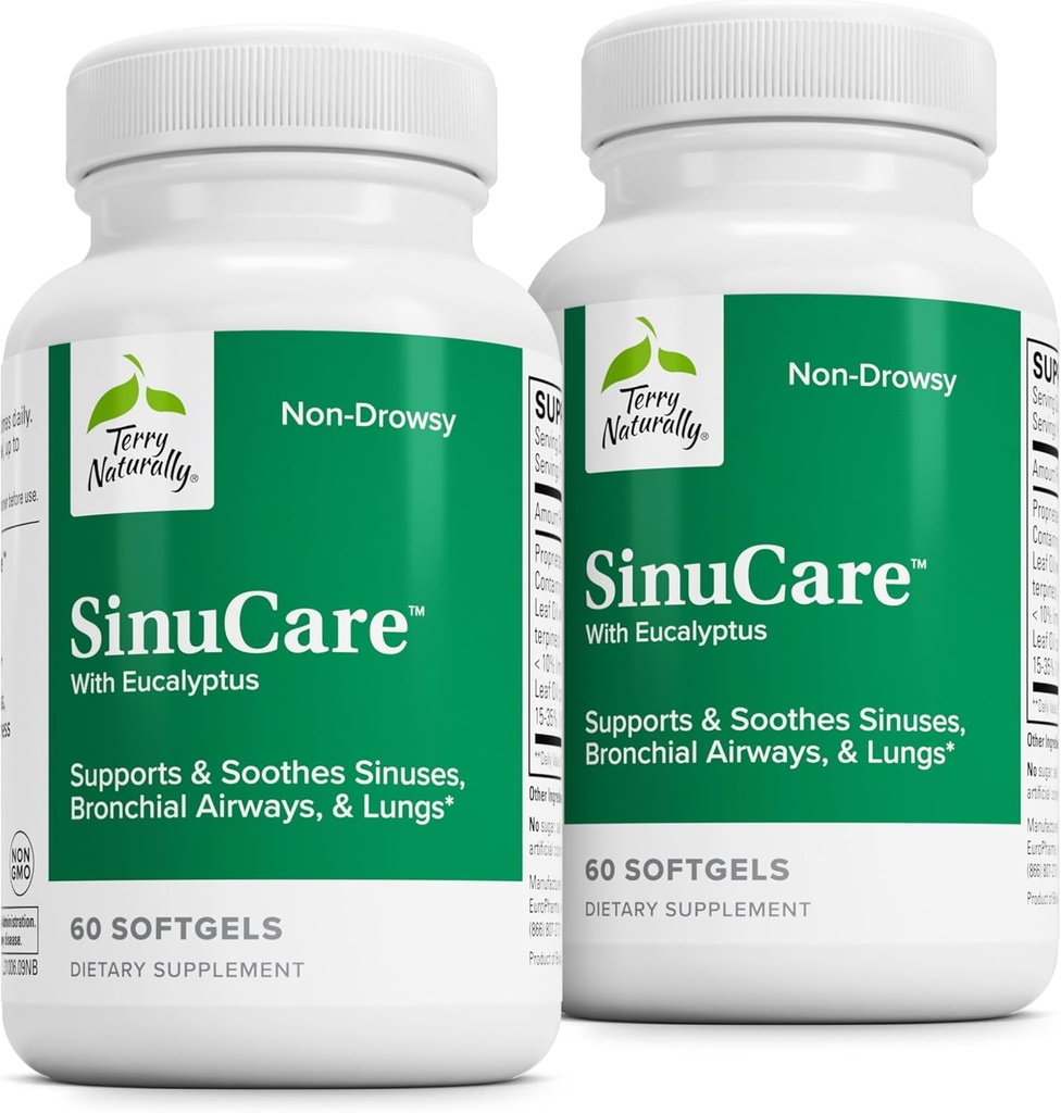טרי באופן טבעי SinuCare - ברנצ'יאלי בריאות בריאות Sinus Aid - תוספת תזונתית לתמיכה ב-Lungs בריאים - 60 Softgels (2 Pack)