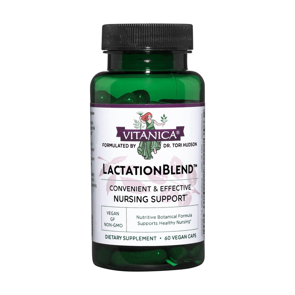 Vitanica LactationBlend, Lactation תוסף להגדלת אספקת החלב השד ו- Flow Organic Breastfeeding Support, with Fennel, Milk Thistle, Fenugreek ועוד, Non-GMO, טבעוני, 60 קפסולות