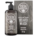 Beard Wash Shampoo w/Argan & Jo Joba Oils - Softens & Powerens - Natural Peppert ו Eucalyptus Scent - Beard Shampoo w/Beard Oil (17 oz Shampoo)