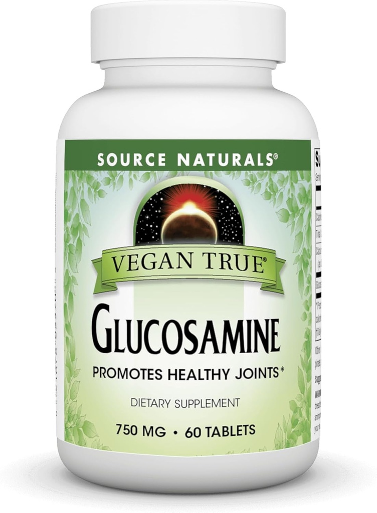 מקור Naturals Vegan True Glucosamine, מקדם מפרקים בריאים *, 750 מ"ג - 60 טבליות