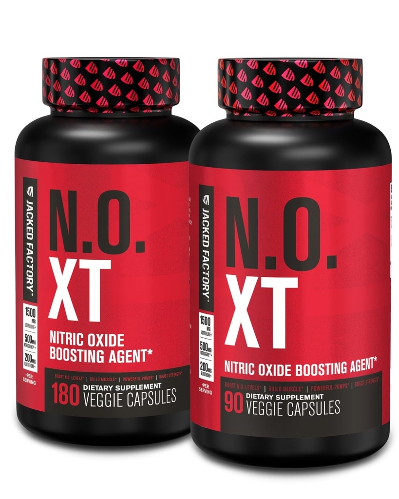 מפעל ג'ק N.O. XT Nitric Oxide תוסף עם Nitrosigine L Arginine & L Citrulline עבור צמיחה שרירית, משאבות, ואנרגיה - תוספת כוח טרום עבודה בונה - 270 Veggie Pills גלולות