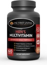 Me First Living Men's Daily Multivitamin/Multimineral עם ויטמינים A, C, E, D, B1, B3, B5, B6, B12, Magnesium, Biotin, Spirulina, Zinc ועוד - 60 Multivitaminsamins.
