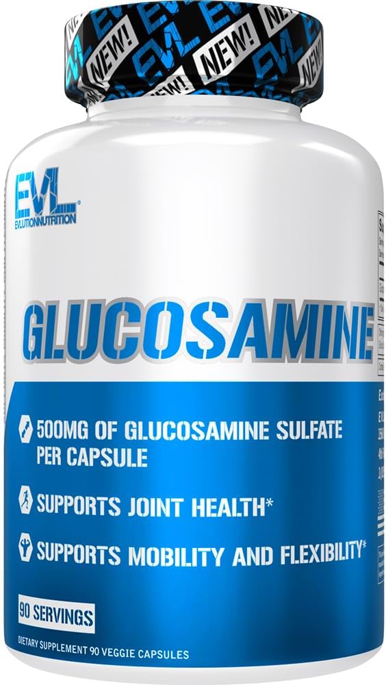 תוספי תזונה של Evlution Glucosamine - 500mg Glucosamine Sulfate - תוסף בריאות משותף - ניידות & גמישות תמיכה - 90 לשרתים